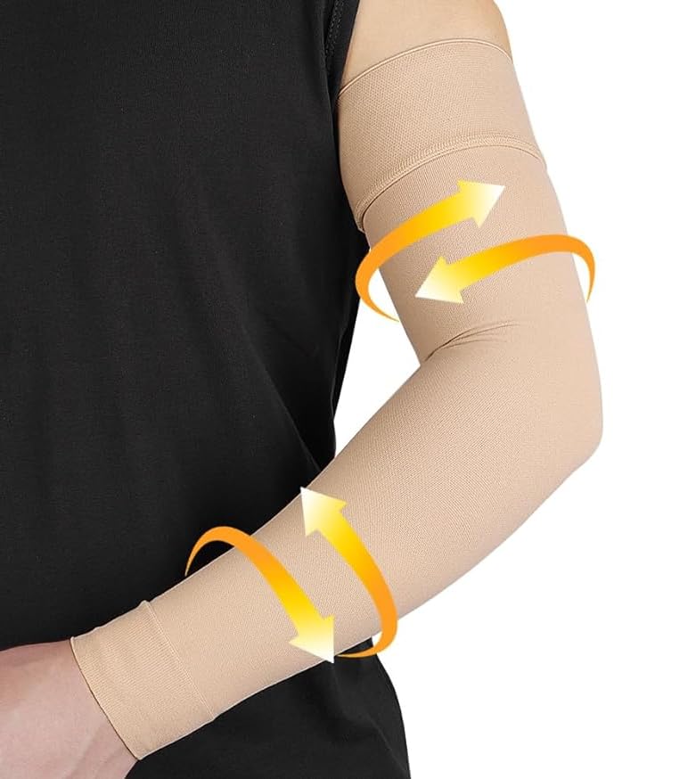 SHOPTOSHOP SHOTOSHOP Unisex Compression Arm Sleeves for Sports, Bike, Cycling & Outdoor Gym Riding-Sun Burn Skin Tan Protection Nylon Arm Sleeves For Men & Women (Pack of 2 Pairs, Cream) 1