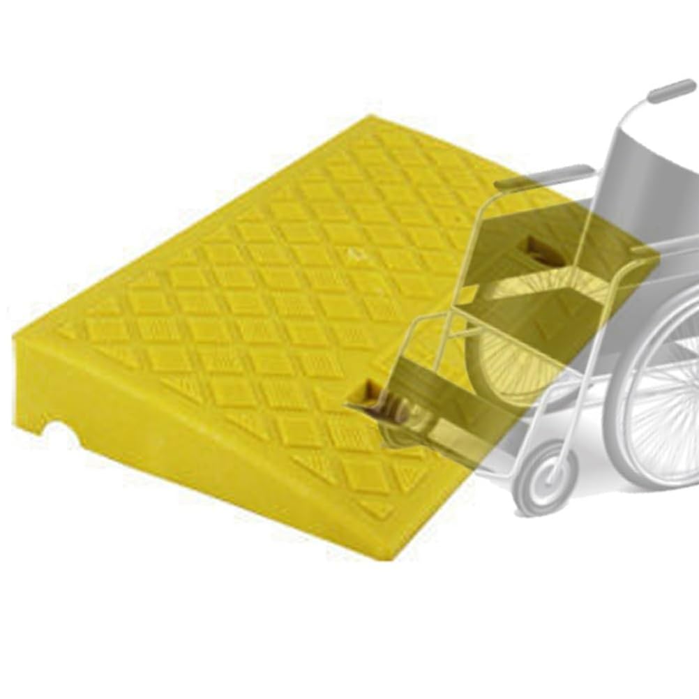 Genérico Rampa Amarilla para Silla de Ruedas de 50x22x5cm - Rampa Antideslizante para umbrales, Scooters y escalones, rampa portátil para bordillos de Entrada y Acceso a garajes, solución de Acceso d
