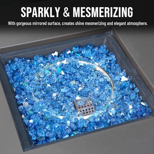 Image of Skyflame 10-Pound Fire Glass for Fireplace Fire Pit and Landscaping, Pacific Blue Reflective, 1 /2-Inch