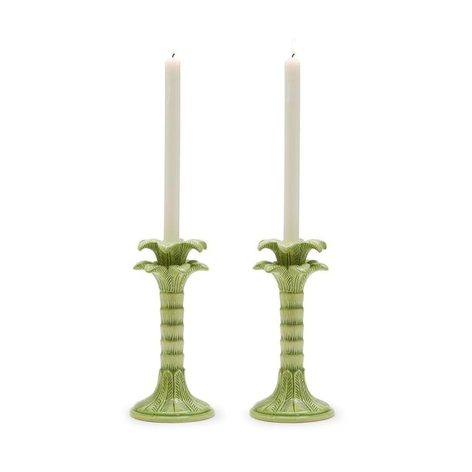 Candelabros Juego de 2 candelabros cónicos con Hoja Palma Verde Decoración para Fiestas