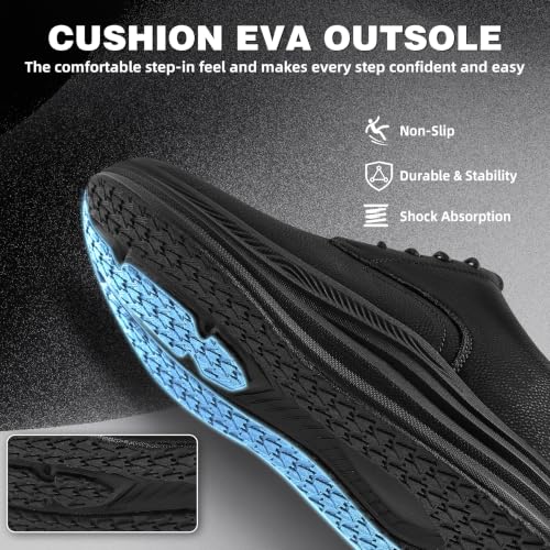 Men's Orthopedic Leather Dress Shoes: Bunions Recovery High Instep Achilles Tendonitis Flat Feet Arch Support Orthotic Heel Spur Tuxedo Shoes, Casual Working Plantar Oxfords Black Size 10.5 by OrthoComfoot - Used condition - Image 7