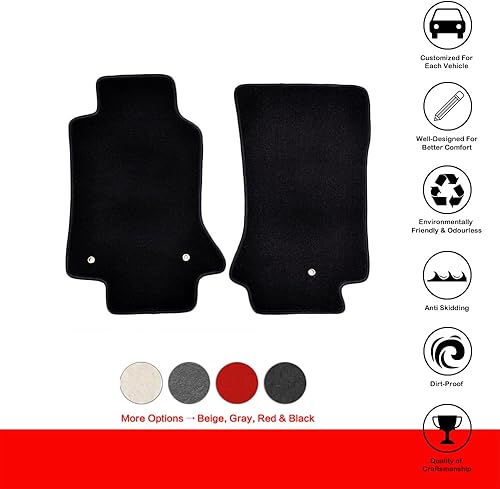 Miniatura 2 de IKON MOTORSPORTS, tapete para piso compatible con Chevrolet Corvette 1997-2004, revestimiento de piso delantero de nailon negro de fábrica,