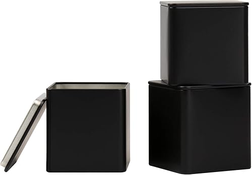 Kit de contenedores de almacenamiento de cubo vacío de lata cuadrada de acero de 65 mm serie para golosinas, regalos, favores, té suelto, café y