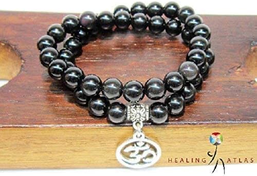 Agesta Black Obsidian Double Wrap Bracelet 8mm Gemstone Bracelet - Grounding & Strength - Choose Your Own Charm - 45 Bead