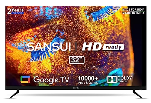 SANSUI 80 cm (32 inches) HD Ready Smart A+ LED Google TV JSWY32GSHD (Black)