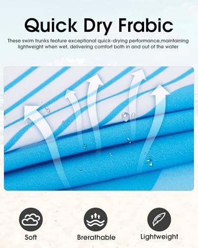 Image of Mens Swim Trunks with Compression Liner 2 in 1 Quick Dry Swimming Shorts Swimwear Bathing Suits with Pockets