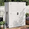 LegacyAmerhome Outdoor Storage Shed, Resin Waterproof Storage Cabinet, Large Deck Box with Smooth-Opening Lid, UV Resistant & Windproof for Patio Garden Backyards, 61 Cu.Ft, Light Grey