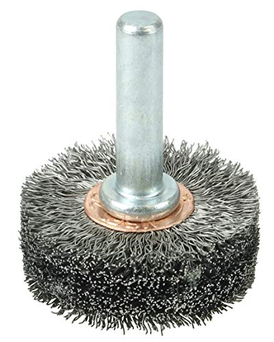 Image of Weiler 17603 1-1 /2 inch Wide Face Stem-Mounted Crimped Wire Wheel, .008 inch Steel Fill, 1 /4 inch Stem, Made in The USA(Pack of 10)