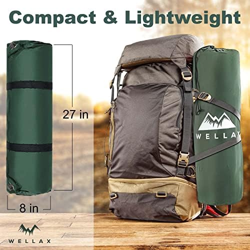 WELLAX Sleeping Pad - Foam Camping Mats, Fast Air Self-Inflating Insulated Durable Mattress for Backpacking, Traveling and Hiking - Ultrathick All-Weather Foam Pad with Build in Pillow (Green-3") 5 WELLAX Sleeping Pad - Foam Camping Mats, Fast Air Self-Inflating Insulated Durable Mattress for Backpacking, Traveling and Hiking - Ultrathick All-Weather Foam Pad with Build in Pillow (Green-3")