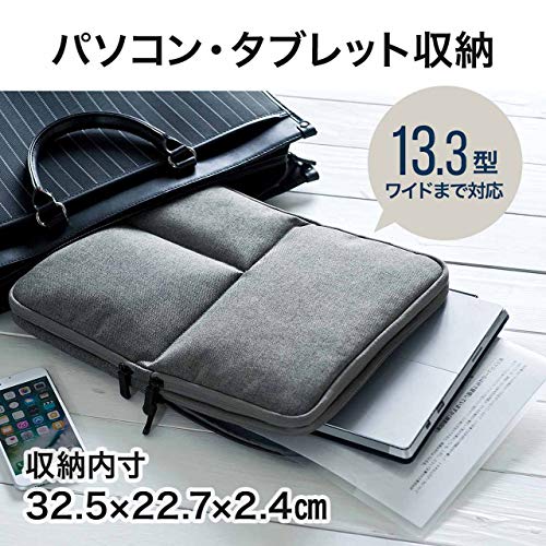 サンワダイレクト パソコンケース 13.3インチ MacBook Air/Pro 小物ポケット×3 PCケース ネイビー 200-IN050NV