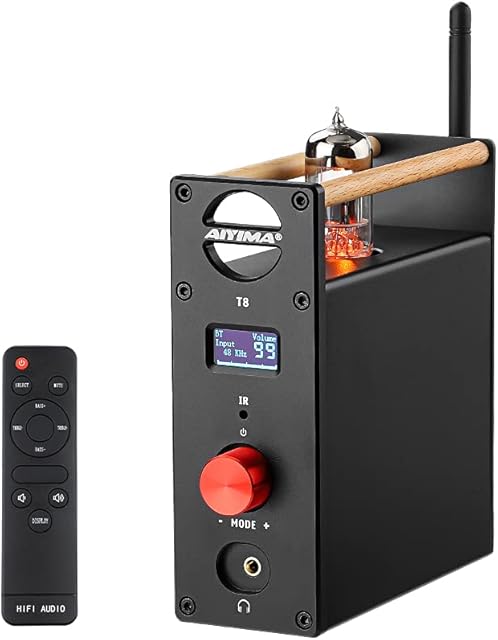 AIYIMA T8 6N3 Digital Tube Preamplifier QCC3031 Bluetooth 5.0 Vacuum Tube Preamp USB DAC Headphone Amplifier Coaxial Optical Stereo Audio Decode Support APTX with Remote Control