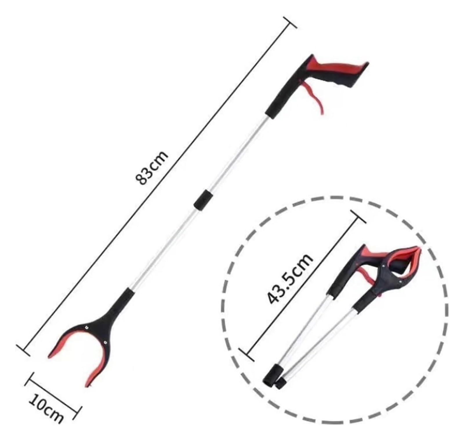 Pinza Recoge Objetos, Pinzas Extensibles, Herramienta de recogida de agarre plegable con mordaza giratoria y agarre magnético.(Red)