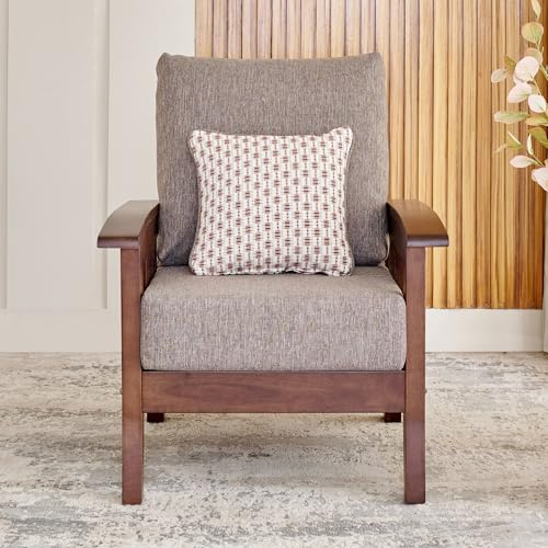 Image of Home Centre Abby Fabric 1-Seater Sofa with Cushion - Brown