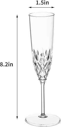 Miniatura 6 de XKXKKE Copas de Champán de Plástico, 8 Piezas Copas de Champán Irrompibles Reutilizables Elegantes de Cristal Transparente, 5 oz Copas de Acrílico