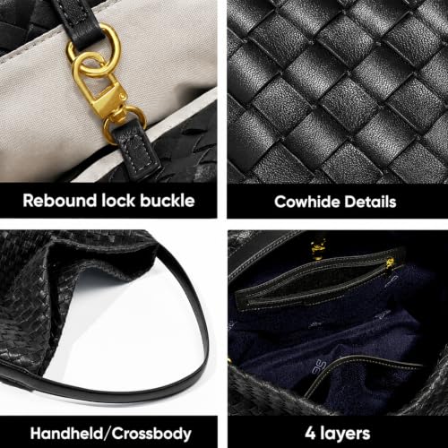 Image of Suede Woven Tote Bag for Women, Hobo Shoulder Bag for Work Travel