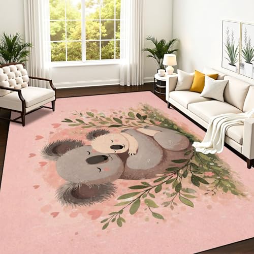 PeeNoke Cute Koala Family Mother Baby Embracing Floral Setting Area