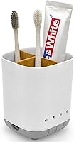Scartink Grey Toothbrush Holder with Detachable Bamboo Divider - 3-Slot Bathroom Organizer for Electric Toothbrushes & Toothpaste