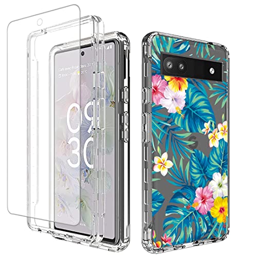 Coque Pixel 6A transparente fleurie pour éviter les bris d'écran