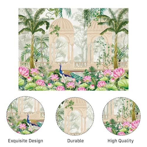 Image of Party Propz Pichwai Backdrop Cloth For Decoration Pooja -1Pc 8ft*5ft Ganpati Decoration Setup For Home, Varamahalakshmi Decorative Items, Krishna Janmashtami Set, Haldi Decor, Annaprasana Decor(Cloth)