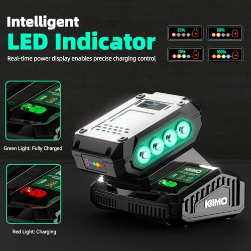 Image of KIMO Upgraded 20V 4.0Ah Lithium-Ion Battery Adapter w /Cooling System for KIMO 4.0Ah Battery, Adaptable for Cordless Leaf Blower & Cordless Reciprocating Saw.Quick Charging,Portable (Charger Only)
