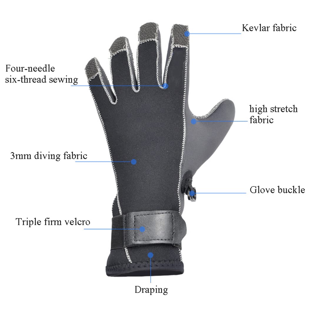 LANGWEI Guantes De Buceo De 3 Mm, Guantes De Neopreno Resistentes A Pinchazos para Hombres Y Mujeres, Guantes De Buceo Antideslizantes para Esnórquel, Remo, Surf, Kayak, Pesca