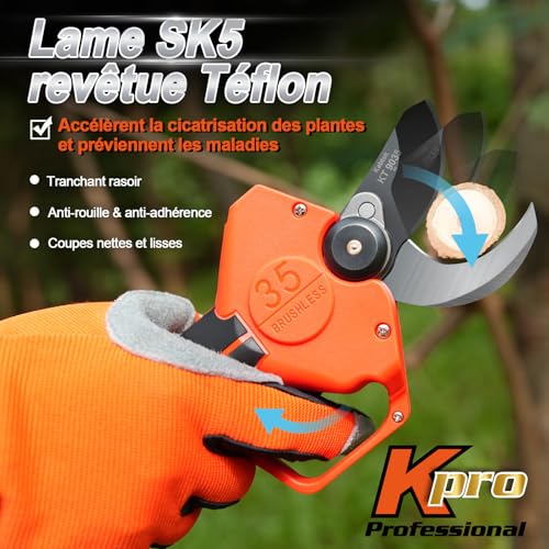 Kebtek 2-in-1 Battery Powered Pole Pruner, Electric Secateurs Cordless 1.4" (35mm) Cutting Diameter Electric Tree Pruner with 8.5Ft Telescopic Extension Pole, 2×2.0Ah Battery for Tree Trimming - Image 4