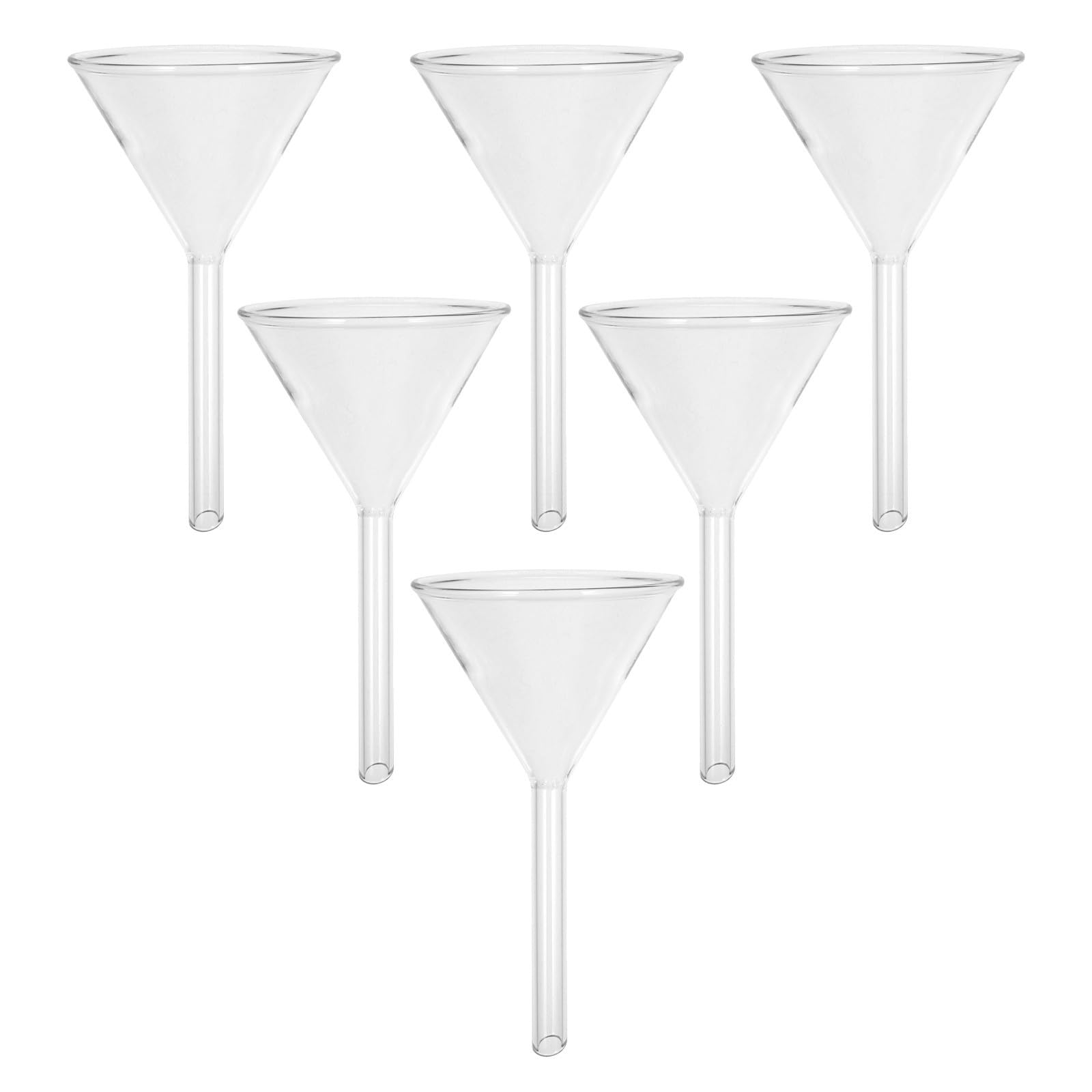 Embudo de vidrio para transferencia de polvo y química triangular de 30ml resistente al calor 6x 8