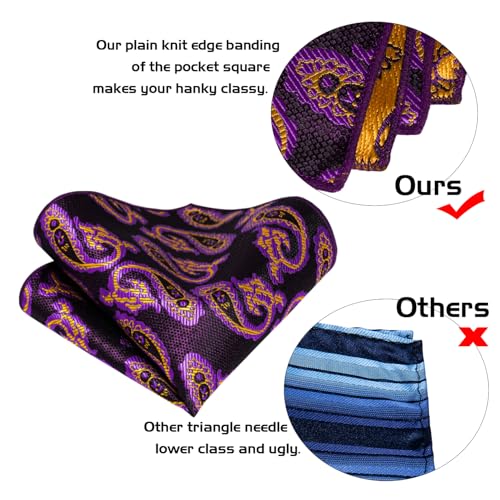 Image of 5PCS Mens Premium Silk Tie, Pocket Square, Cufflinks, Drilled Tie Ring and Lapel Pin Set for Wedding Groom Party
