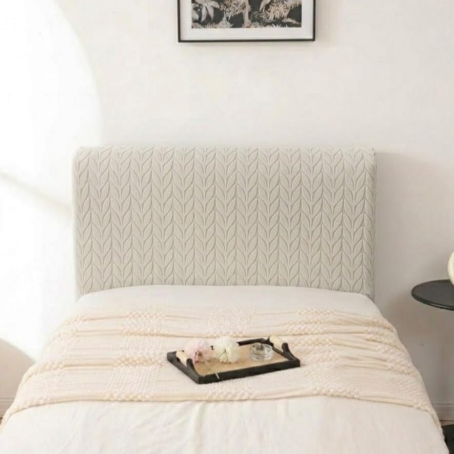 Image of HOMETHREADS Stretchable Lycra /Velvet Headboard Cover | Soft, Dust-Proof & Wrinkle-Resistant Bed Back Protector | Fits Leather, Wooden & Fabric Bedsides | for 3ft to 3.5ft Beds (Light Grey,90x65cm)