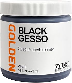 GOLDEN Black Gesso, 16 fl. oz. Jar, Professional Acrylic Gesso, Opaque