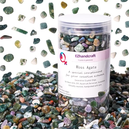 Image of Moss Agate Chips Bulk 2lbs, 2400+ Pieces, 5-8mm Natural Gemstones