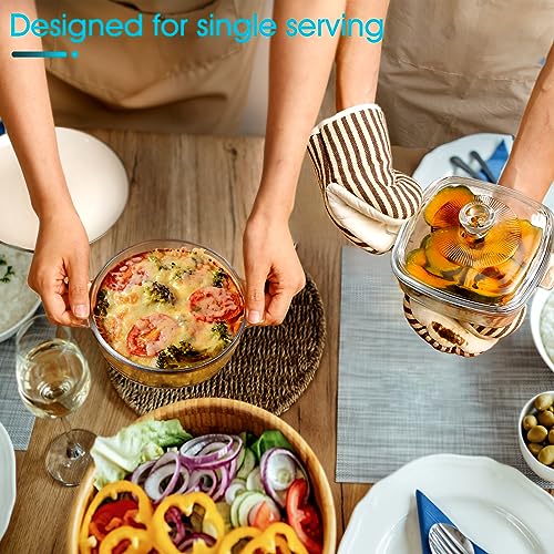 NUTRIUPS Mini Glass Casserole Dish Set with Lid Oven Safe Casserole Dish Set 2 Pack (5.9in Square+6in Round), 25oz Glass Microwave Bowl With Lid Microwavable Cookware by NUTRIUPS - Used condition - Image 5