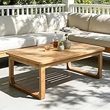 Christopher Knight Home Lebat Patio Acacia Wood Coffee Table, Solid Wood Outdoor Table for Patio Furniture Set, Slat Panel Rectangular Top, Light Teak