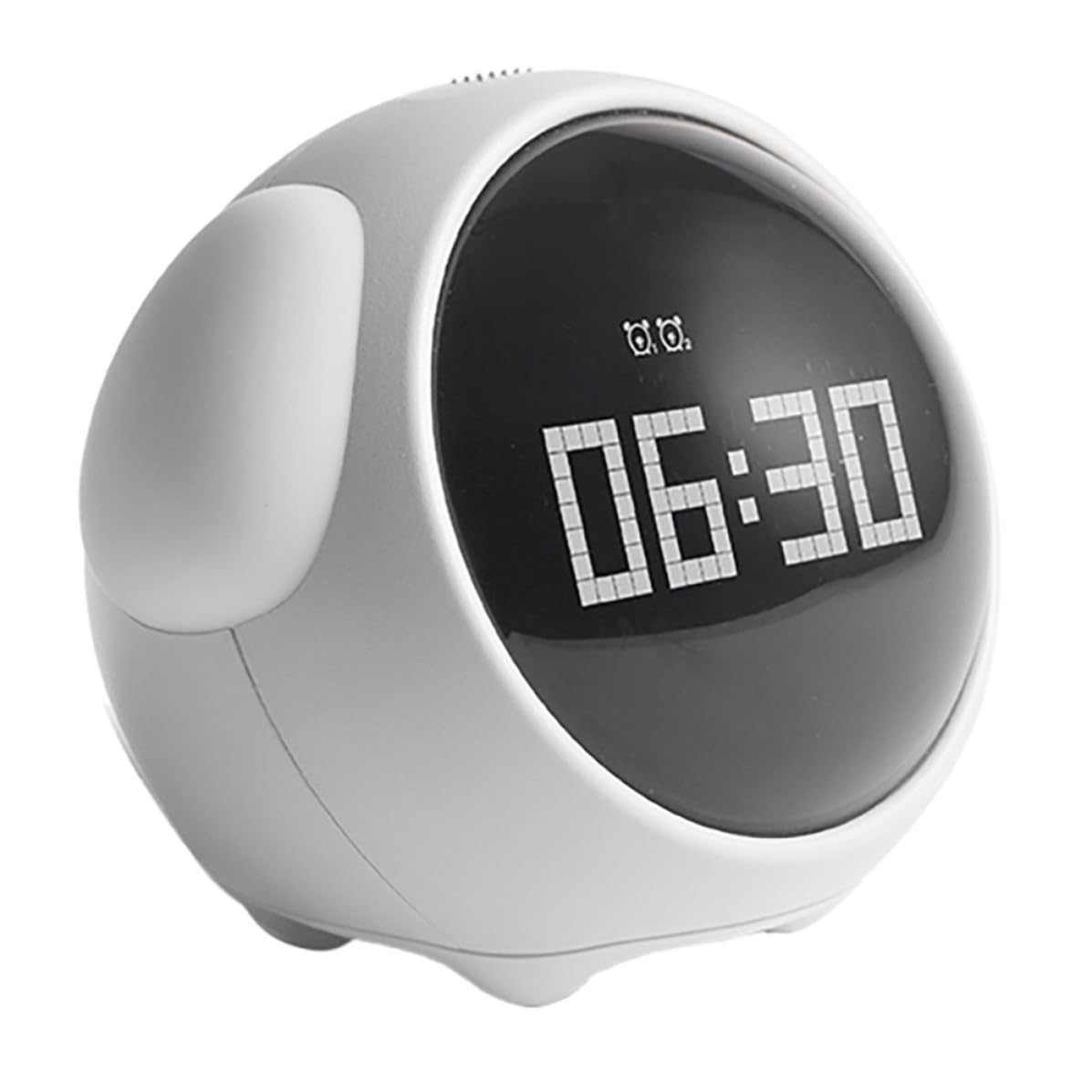 Reloj Despertador Digital Infantil Luz Nocturna Control por Voz y 5 Alarmas Grupo, Diseño LED de Expresiones, Material Abs y Silicona, Batería 1500mah