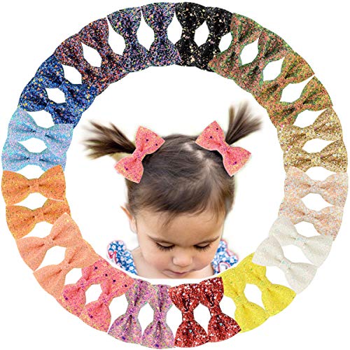 Ded 32 Pcs 3" Glitter Hair Bows For Girls Sparkly Sequin Bows With Alligator Clips Colorsful Hair Bows Clips For Toddlers Kids Teens In Pairs #TOP6