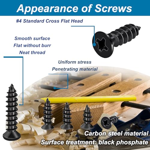 Image of 620PCS M3 Small Wood Screws Assortment Kit,Short Black Screws