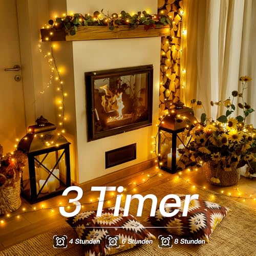 Hopexy Lichterkette außen 20 m 200 LEDs Lichterkette Weihnachtsbaum Weihnachtsbeleuchtung innen mit Fernbedienung Timer, 8 Modi IP44 wasserdicht für Garten Balkon Party Hochzeit Tannenbaum(warmweiß)