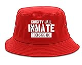 County Jail Inmate 666 Halloween Costume Mens Bucket Hat Red