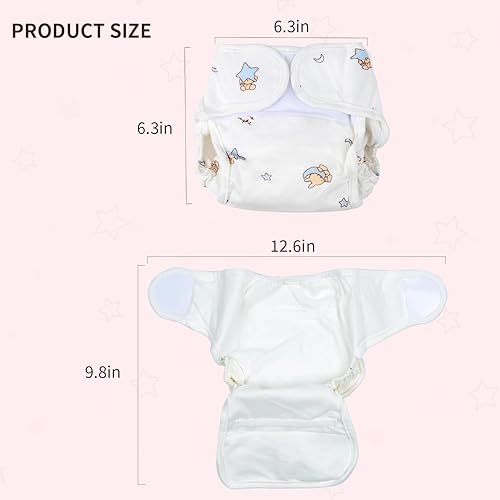 Miniatura 4 de Paquete de 2 pañales de tela Reborn Baby Dolls aptos para muñecas recién nacidas de 17 a 22 pulgadas
