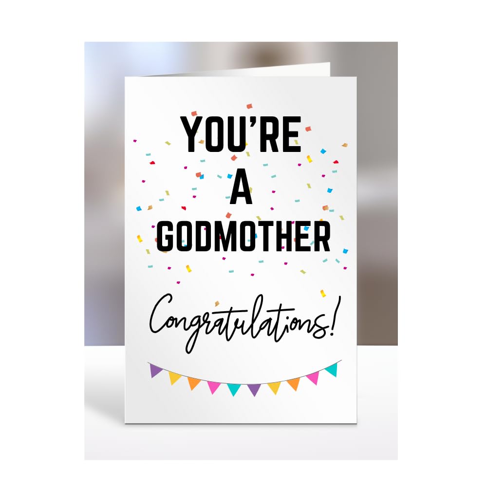 You're a GodMother card, gifts for men, women, him, her, female, male, presents for Christmas, new, congratulations, baby, you are, A5-173_100 — image 1