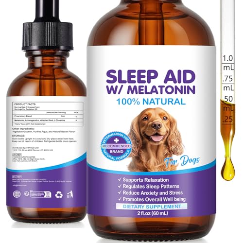 FUBAOLIN Melatonin for Dogs - Dog Melatonin for Calming and Anxiety, Liquid Sleep Aid Supplement,...