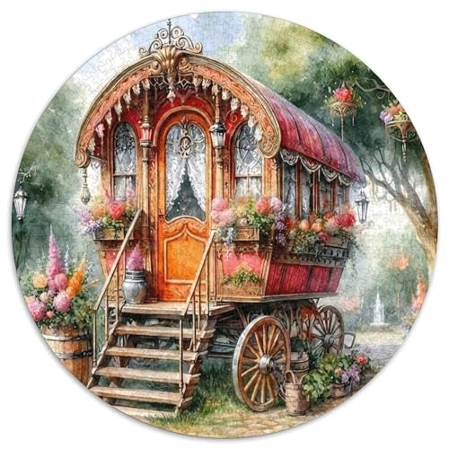 Puzzle de 1000 piezas redondo de carruaje vintage para adultos