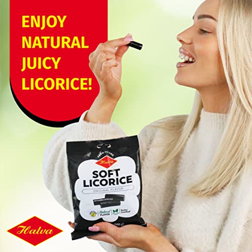 Halva Soft Black Licorice Candy - Authentic Finnish Licorice - Made With All Natural Ingredients -Soft & Chewy, Soothing To The Palate, Original Flavor With Long-Lasting Taste, Non-Gmo, Vegan, Kosher #TOP6