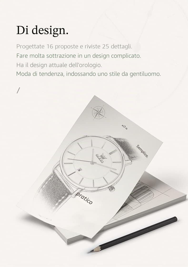 OLEVS Mens Wrist Watches Ultra Thin 6.5mm Minimalist Business Dress Waterproof & Date & Leather Strap Slim Watches for Men