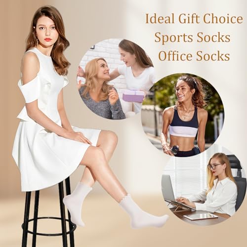 braxan 6 Pack White Ruffle Socks, Stylish Ruffle Socks Women with Soft Knit Cotton Lettuce edge, Crew Style Ankle Boot Sock for Teen Women4