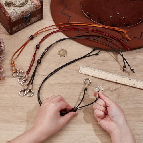 BENECREAT 4 Stück Kinnriemen Aus Leder Für Hüte 47.1cm Abnehmbarer Kinnriemen Verstellbarer Hutriemen Für Cowboyhüte Sonne Western Und Outdoor Für Männer Und Frauen