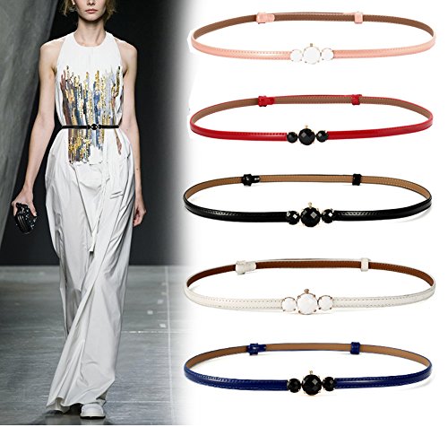 Women's Fashion Metal Buckle Thin Patent Leather Waist Belt For Dress2