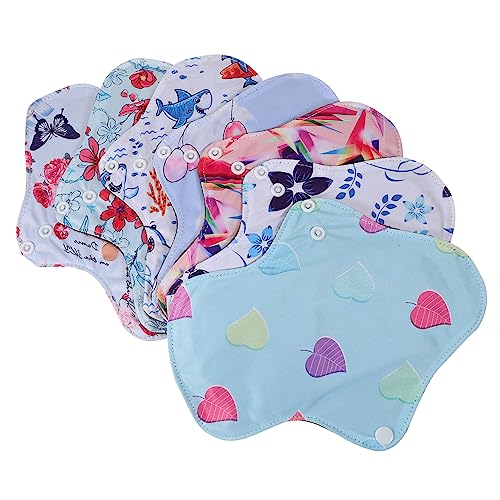 SOESFOUFU 再利用可能な生理用ナプキン 7 枚セット パンティライナー 女性用 漏れ防止 洗える 多層構造 昼夜兼用 旅行 スポーツ用 L サイズ