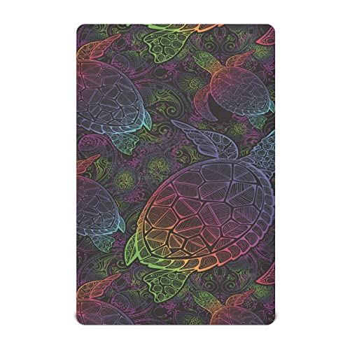 Image of Baby Fitted Mini Crib Sheets Portable Playard Sheets Stretchy Boho Sea Turtle Lotuses Mandala Boys Soft Modal