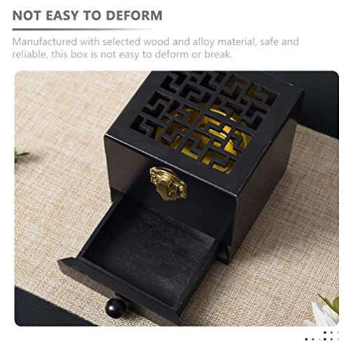 TOPBATHY Wooden Charcoal Burner Storage Boxes Decorative Wooden Incense Box Hollow Square Incense Holder Practical Incense Burner Woodsy Decor Wood Incense Burner - Image 3